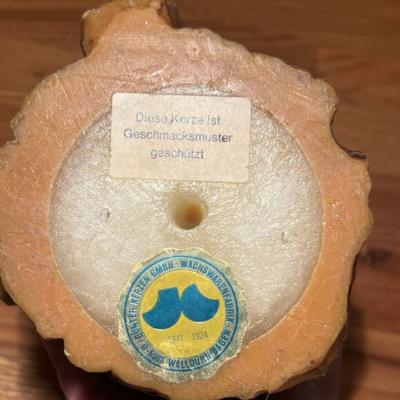 Vintage Gunter Kerzen Candle- Old Man In Tree Trunk Design- Unused Handmade - Picture 9 of 9